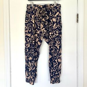 Anthropologie Hei Hei Navy‎ Printed Harem Cargo Jogger Cropped Pants Small